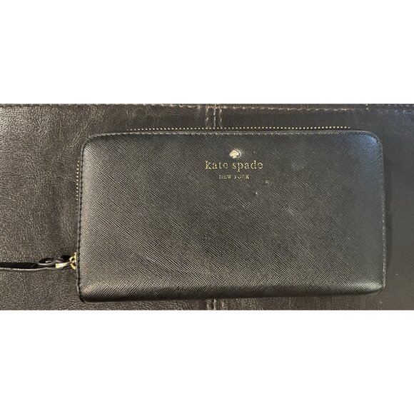 Kate Spade Black Leather Long Wallet Zippy - Picture 1 of 4